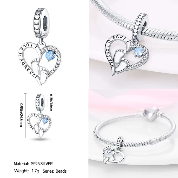 925 sterling silver blue series dragonfly butterfly bird pansy flower pendant charm fit 4mm hole diameter bracelet jewelry gift