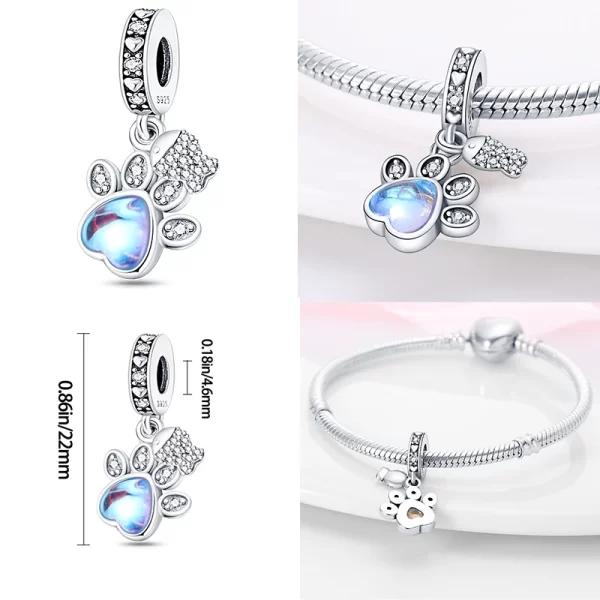 925 sterling silver blue series dragonfly butterfly bird pansy flower pendant charm fit 4mm hole diameter bracelet jewelry gift