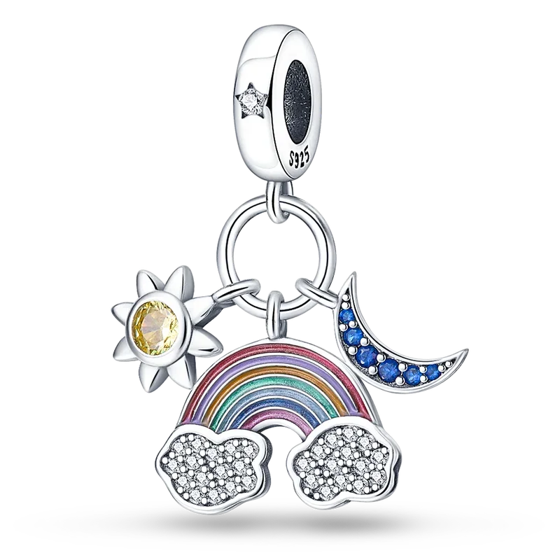 925 Sterling Silver Blue Series Dragonfly Butterfly Bird Pansy Flower Pendant Charm Fit 4MM hole diameter Bracelet Jewelry Gift-17