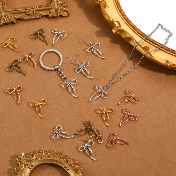 20pcs 5 colours small bow knot charms for bracelet necklace pendant jewelry making handmade crafts diy supplies 20*25mm n1177