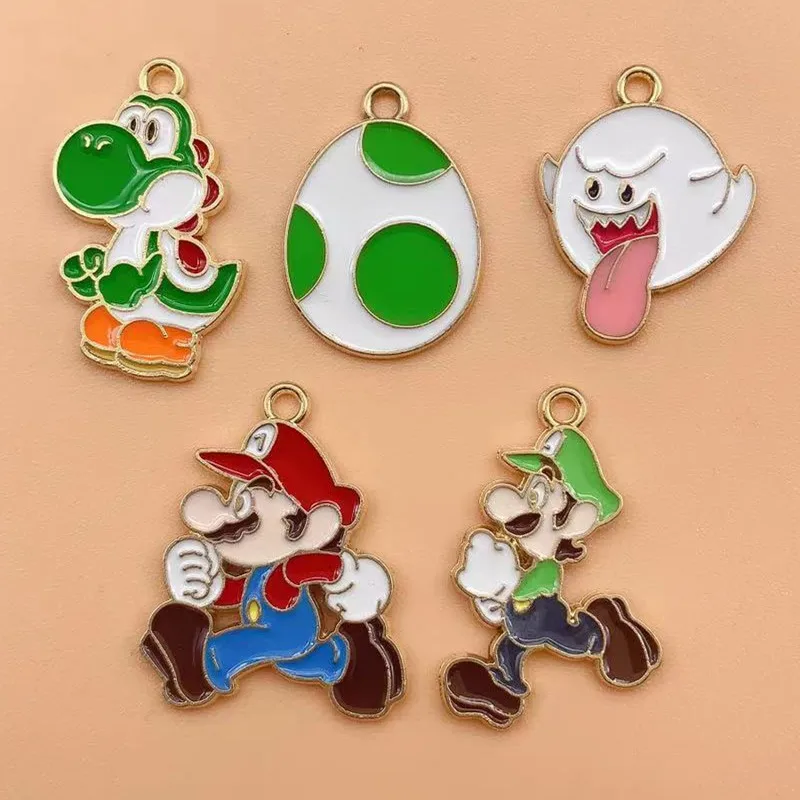 10pcs Enamel Cartoon Charm for Jewelry Making Cute Anime Earring Pendant Metal Bracelet Accessories Diy Bulk Craft Supplies-7