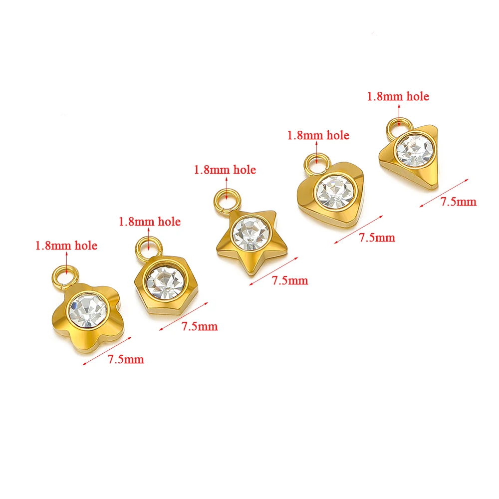 20pcs Stainless Steel Flower Heart Crystal Stone Charms Earrings Pendants Star Beads DIY Jewelry Bracelets Findings Wholesale-3 20pcs Stainless Steel Flower Heart Crystal Stone Charms Earrings Pendants Star Beads DIY Jewelry Bracelets Findings Wholesale-3