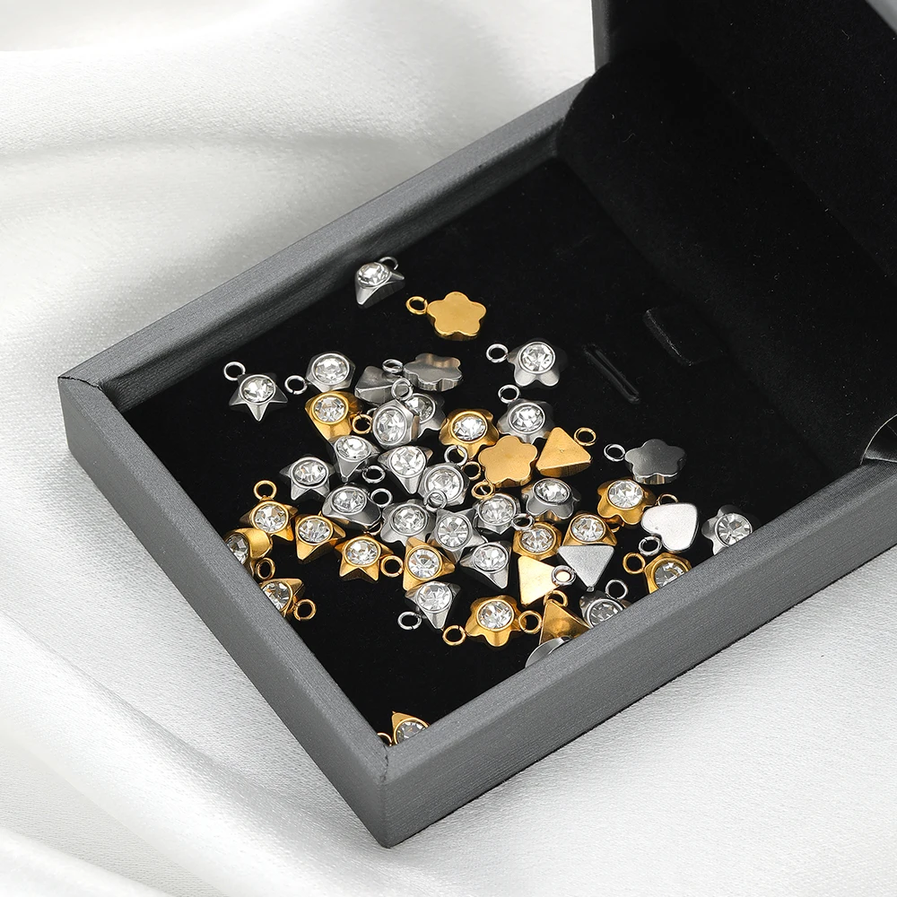 20pcs Stainless Steel Flower Heart Crystal Stone Charms Earrings Pendants Star Beads DIY Jewelry Bracelets Findings Wholesale-6 20pcs Stainless Steel Flower Heart Crystal Stone Charms Earrings Pendants Star Beads DIY Jewelry Bracelets Findings Wholesale-6