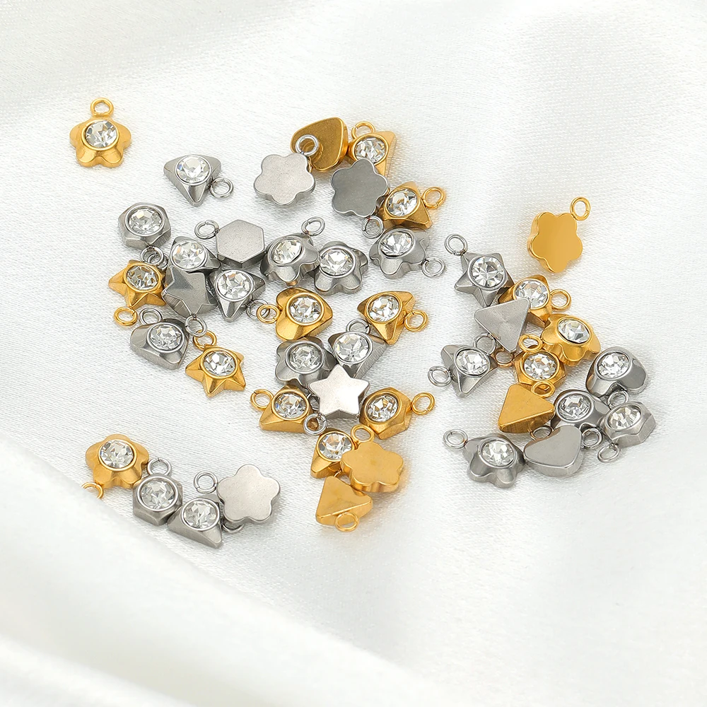 20pcs Stainless Steel Flower Heart Crystal Stone Charms Earrings Pendants Star Beads DIY Jewelry Bracelets Findings Wholesale-5 20pcs Stainless Steel Flower Heart Crystal Stone Charms Earrings Pendants Star Beads DIY Jewelry Bracelets Findings Wholesale-5