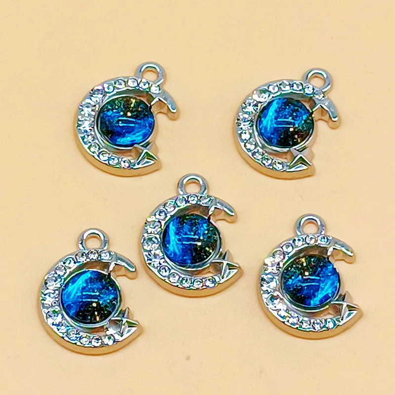 10pcs Crystal Planet Star Charms Pendants for Necklaces Bracelets Earrings Handmade DIY Craft Jewelry Making Findings-3