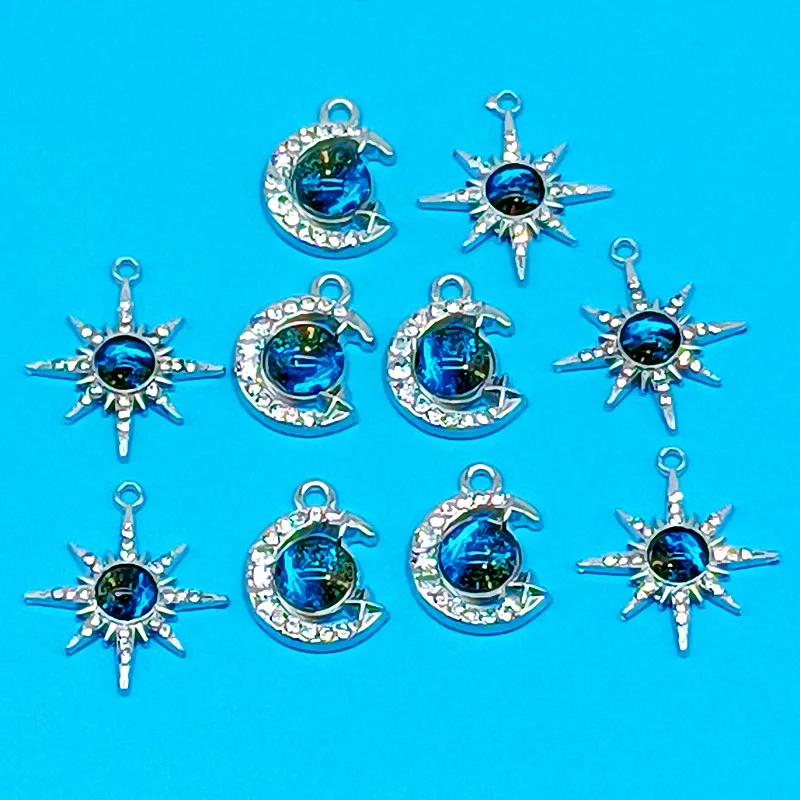 10pcs Crystal Planet Star Charms Pendants for Necklaces Bracelets Earrings Handmade DIY Craft Jewelry Making Findings-4
