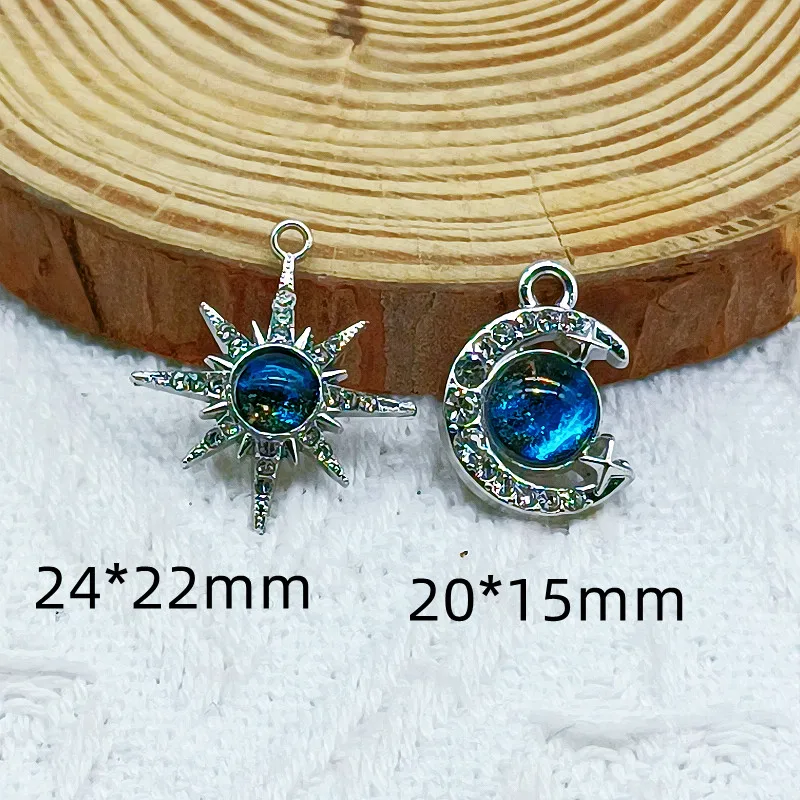 10pcs Crystal Planet Star Charms Pendants for Necklaces Bracelets Earrings Handmade DIY Craft Jewelry Making Findings-5