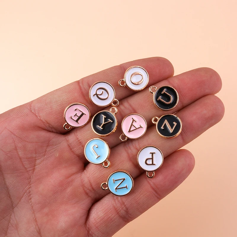 10pcs Cute Mini White Alphabet 26 Letters Charms Pendants for DIY Name Jewelry Necklace Bracelet Earrings Happy Birthday Gifts-1