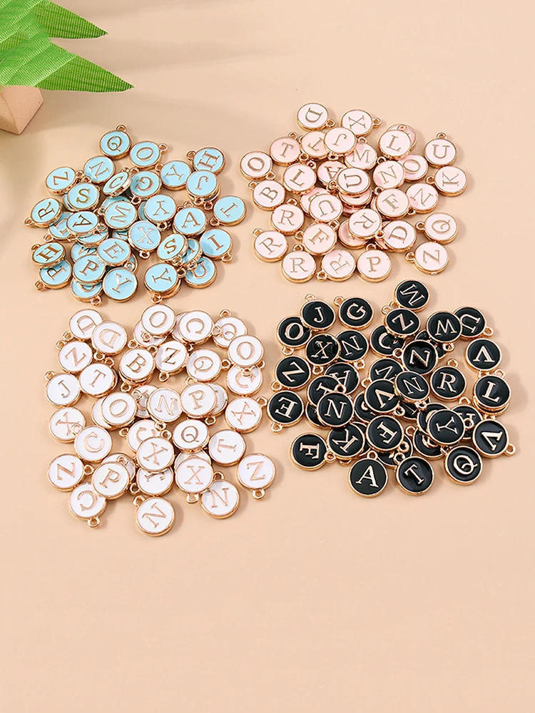 10pcs Cute Mini White Alphabet 26 Letters Charms Pendants for DIY Name Jewelry Necklace Bracelet Earrings Happy Birthday Gifts-2