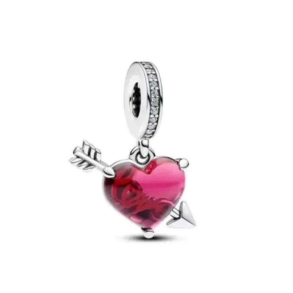 new925 silver pink heart sisters bead mom&daughter charm fit original bracelet diy jewelry for women forever friend pendant gift