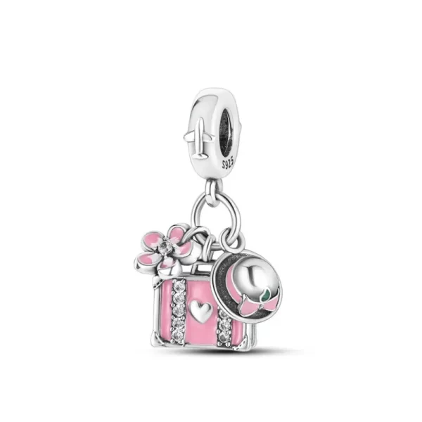 new925 silver pink heart sisters bead mom&daughter charm fit original bracelet diy jewelry for women forever friend pendant gift