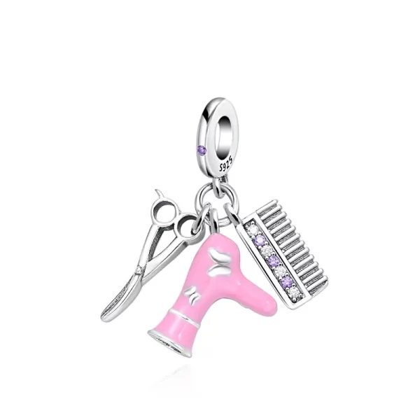 new925 silver pink heart sisters bead mom&daughter charm fit original bracelet diy jewelry for women forever friend pendant gift