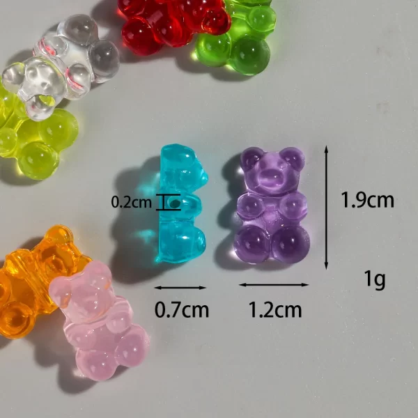 50pcs transparent acrylic 12x19mm cute 3d jelly bear charms pendant for jewelry making necklace bracelet earring diy accessories