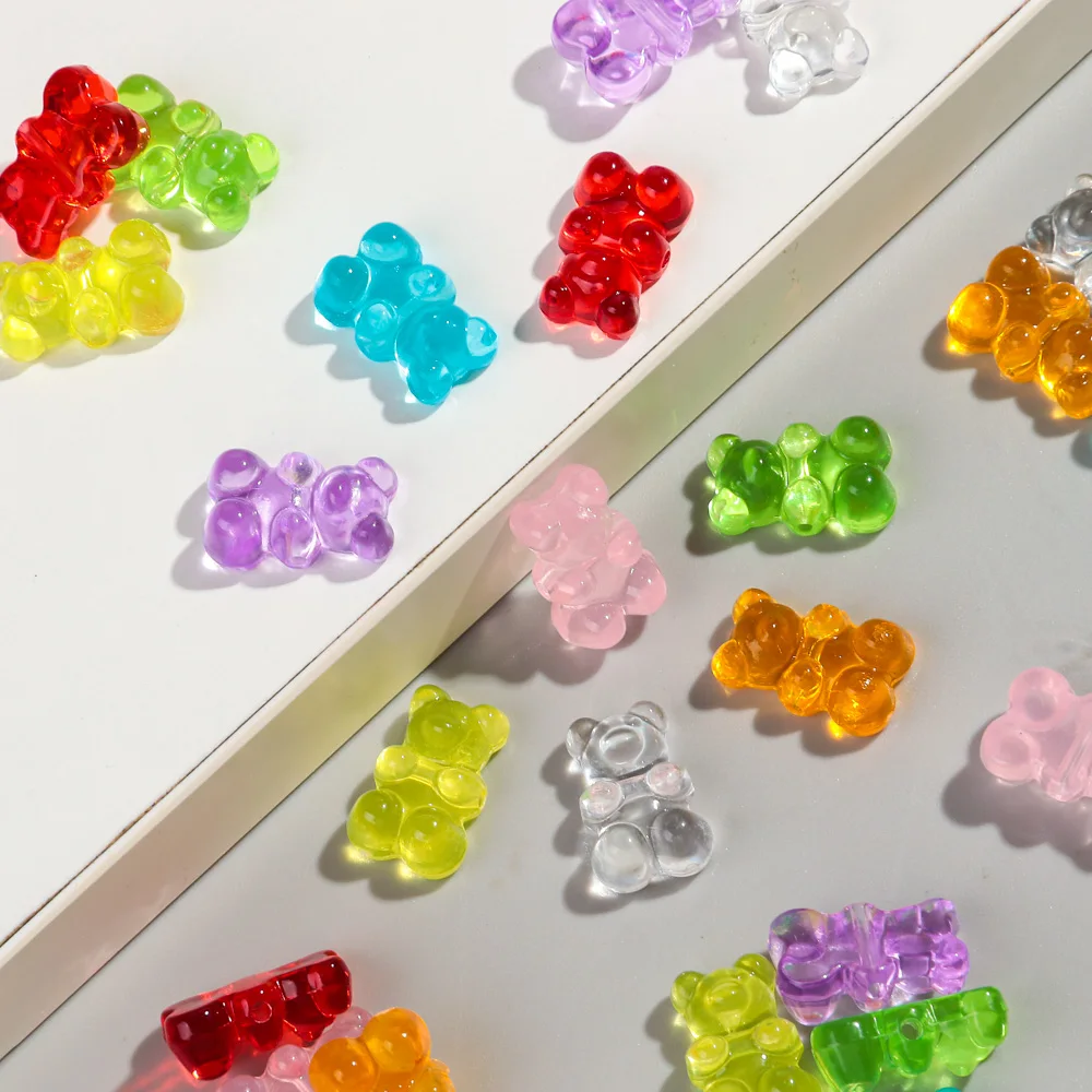 50pcs Transparent Acrylic 12x19MM Cute 3D Jelly Bear Charms Pendant for Jewelry Making Necklace Bracelet Earring DIY Accessories-4