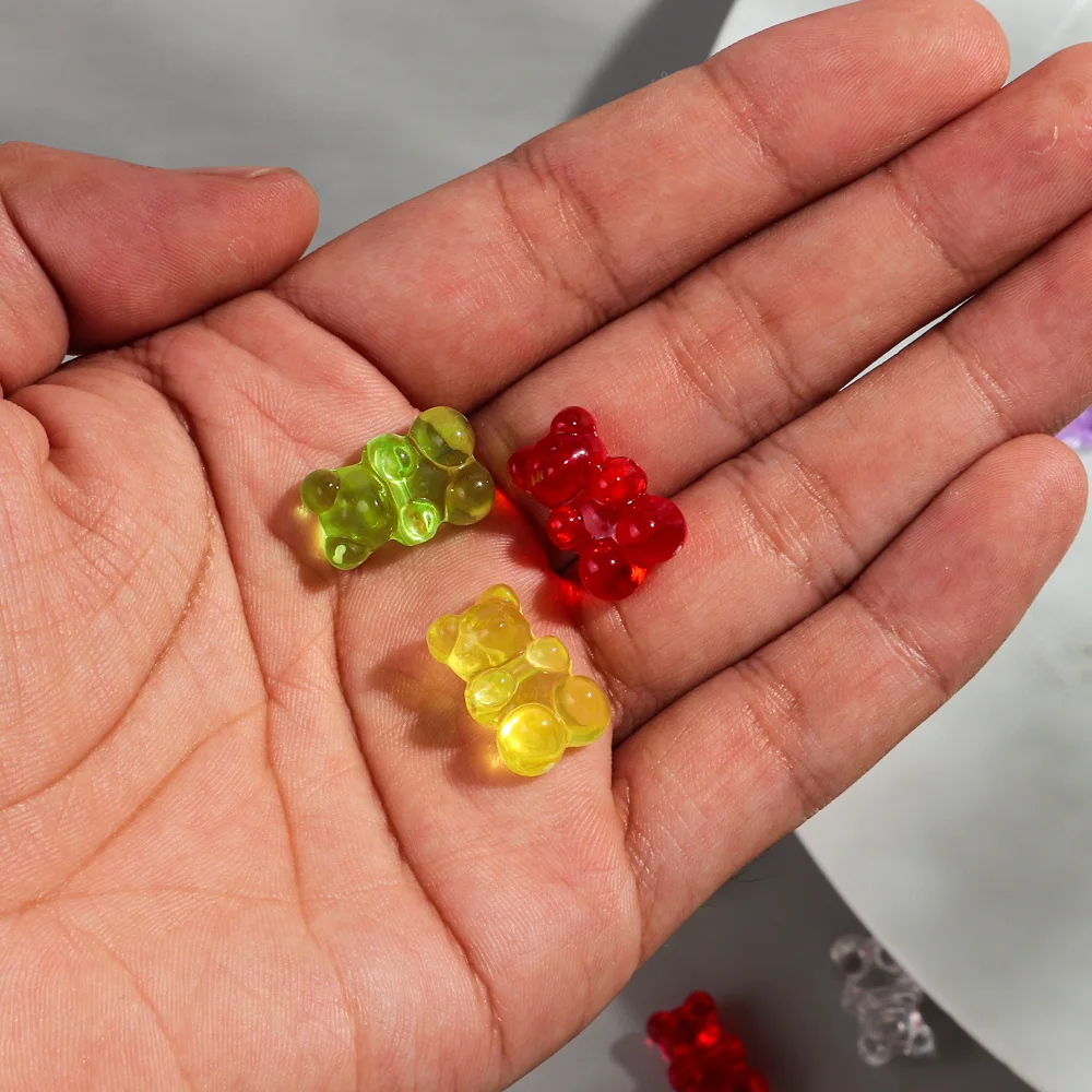50pcs Transparent Acrylic 12x19MM Cute 3D Jelly Bear Charms Pendant for Jewelry Making Necklace Bracelet Earring DIY Accessories-5