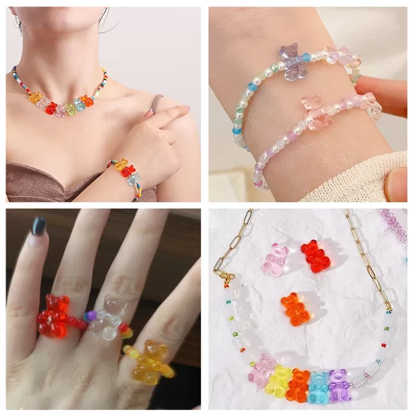50pcs transparent acrylic 12x19mm cute 3d jelly bear charms pendant for jewelry making necklace bracelet earring diy accessories