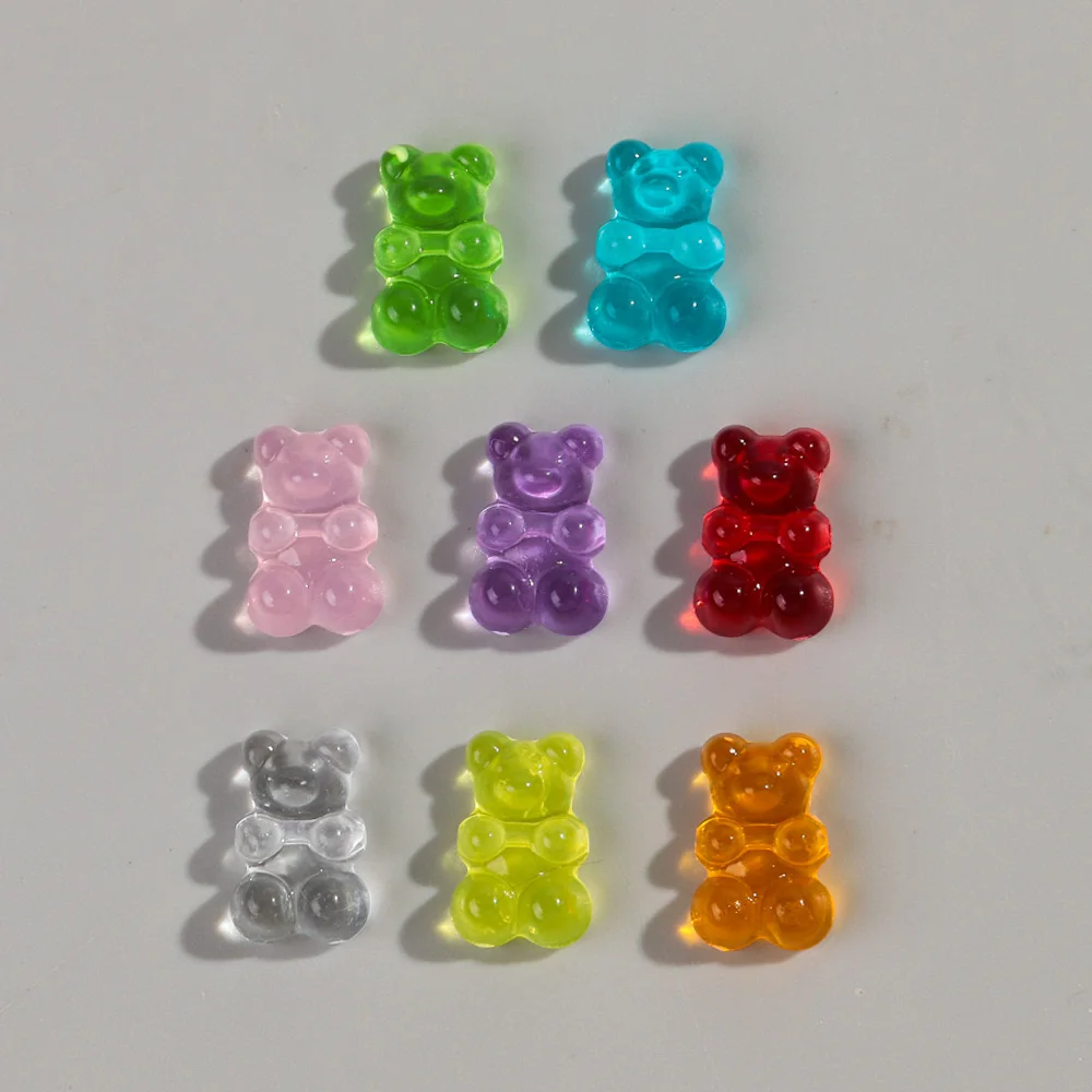 50pcs Transparent Acrylic 12x19MM Cute 3D Jelly Bear Charms Pendant for Jewelry Making Necklace Bracelet Earring DIY Accessories-2