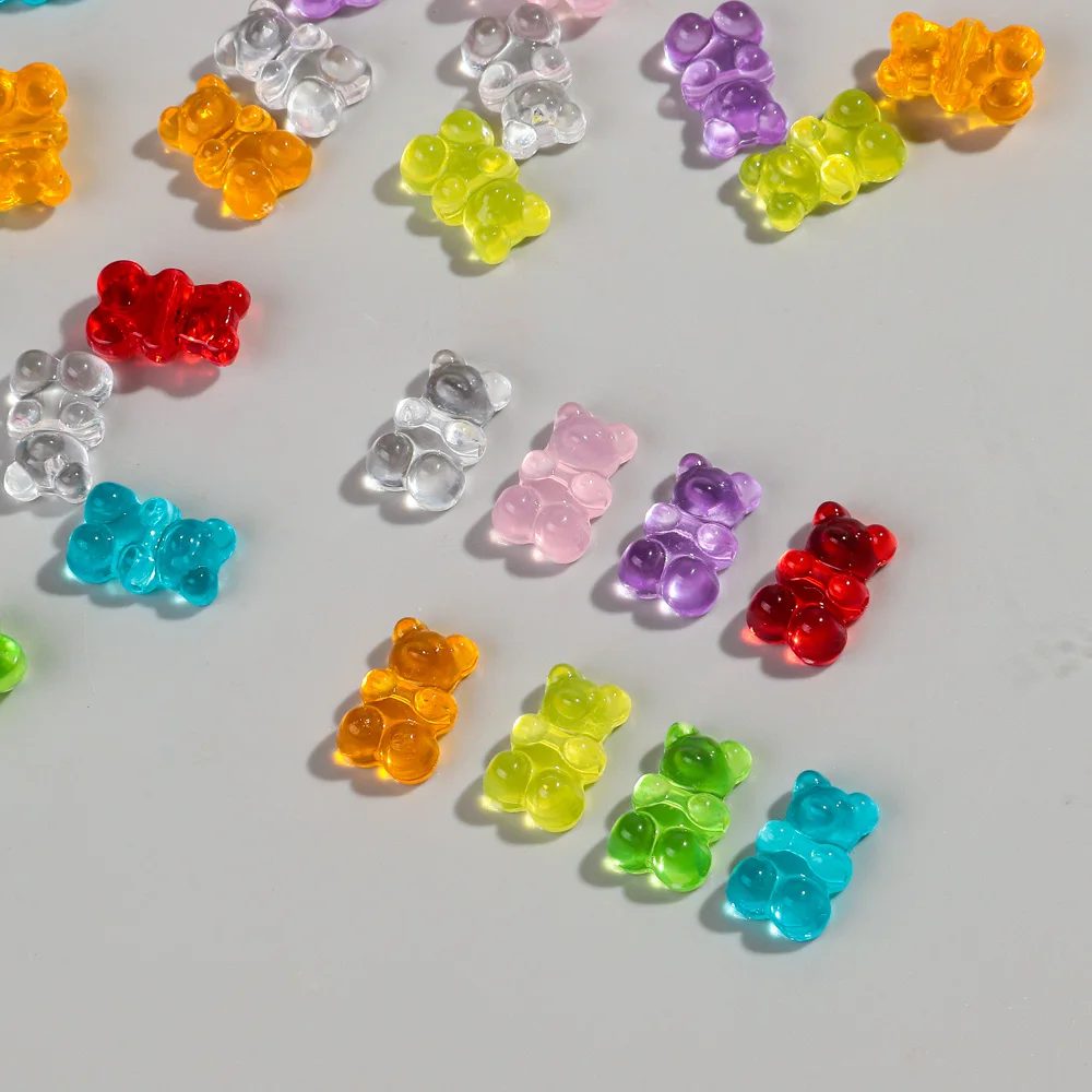 50pcs Transparent Acrylic 12x19MM Cute 3D Jelly Bear Charms Pendant for Jewelry Making Necklace Bracelet Earring DIY Accessories-7