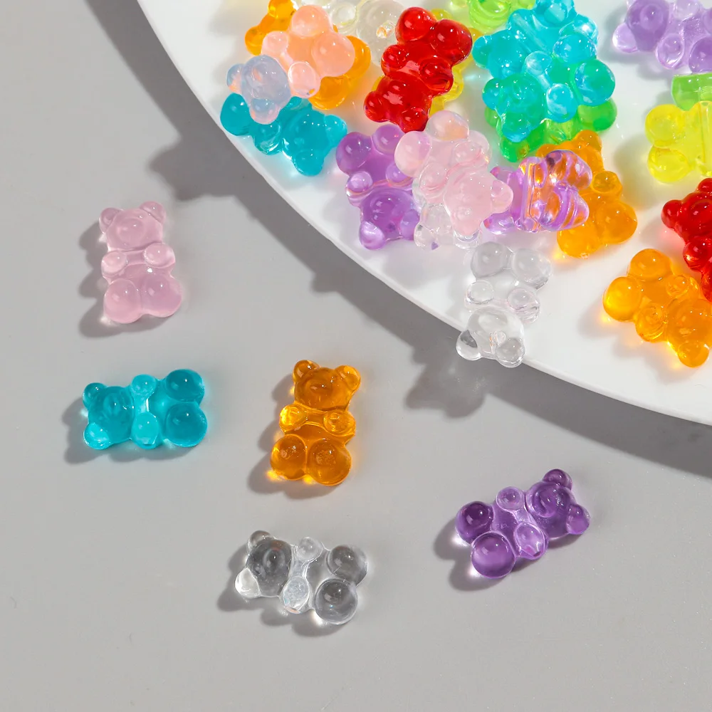 50pcs Transparent Acrylic 12x19MM Cute 3D Jelly Bear Charms Pendant for Jewelry Making Necklace Bracelet Earring DIY Accessories-8