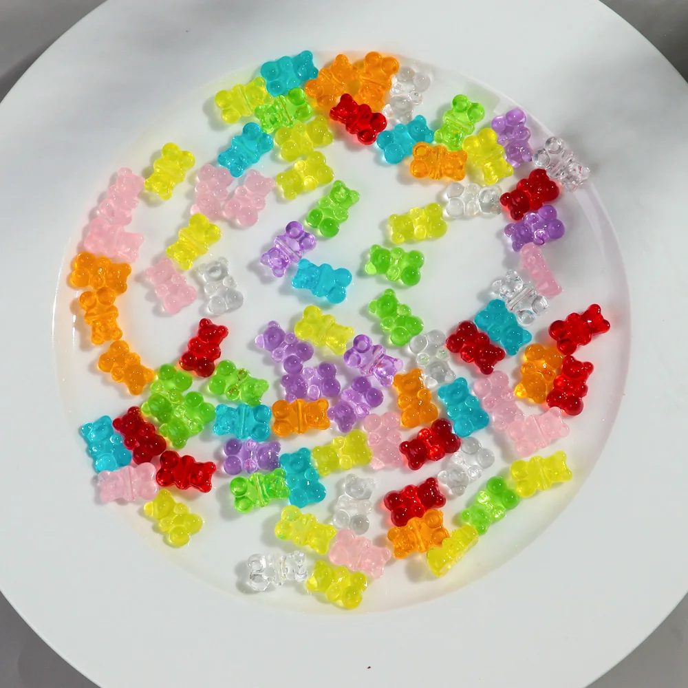 50pcs Transparent Acrylic 12x19MM Cute 3D Jelly Bear Charms Pendant for Jewelry Making Necklace Bracelet Earring DIY Accessories-9
