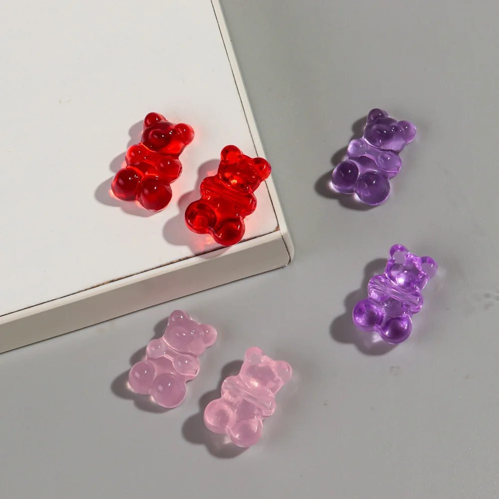 50pcs Transparent Acrylic 12x19MM Cute 3D Jelly Bear Charms Pendant for Jewelry Making Necklace Bracelet Earring DIY Accessories-10