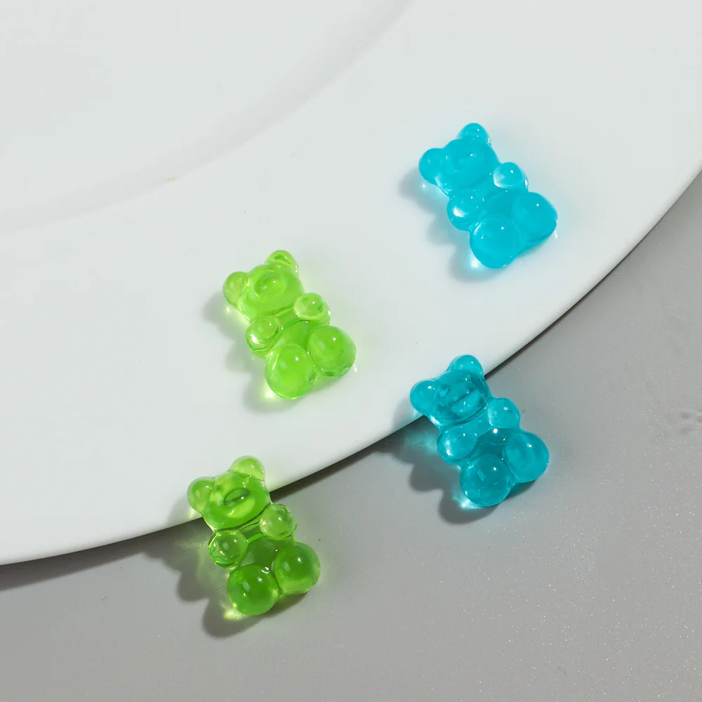 50pcs Transparent Acrylic 12x19MM Cute 3D Jelly Bear Charms Pendant for Jewelry Making Necklace Bracelet Earring DIY Accessories-11