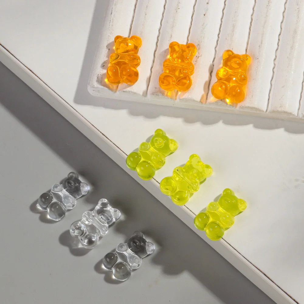 50pcs Transparent Acrylic 12x19MM Cute 3D Jelly Bear Charms Pendant for Jewelry Making Necklace Bracelet Earring DIY Accessories-12