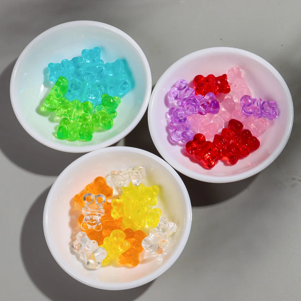 50pcs Transparent Acrylic 12x19MM Cute 3D Jelly Bear Charms Pendant for Jewelry Making Necklace Bracelet Earring DIY Accessories-13