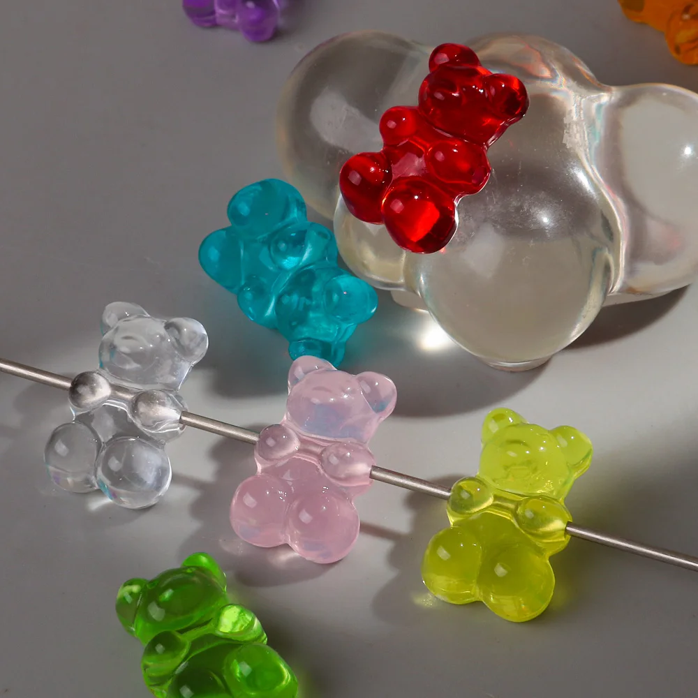 50pcs Transparent Acrylic 12x19MM Cute 3D Jelly Bear Charms Pendant for Jewelry Making Necklace Bracelet Earring DIY Accessories-14