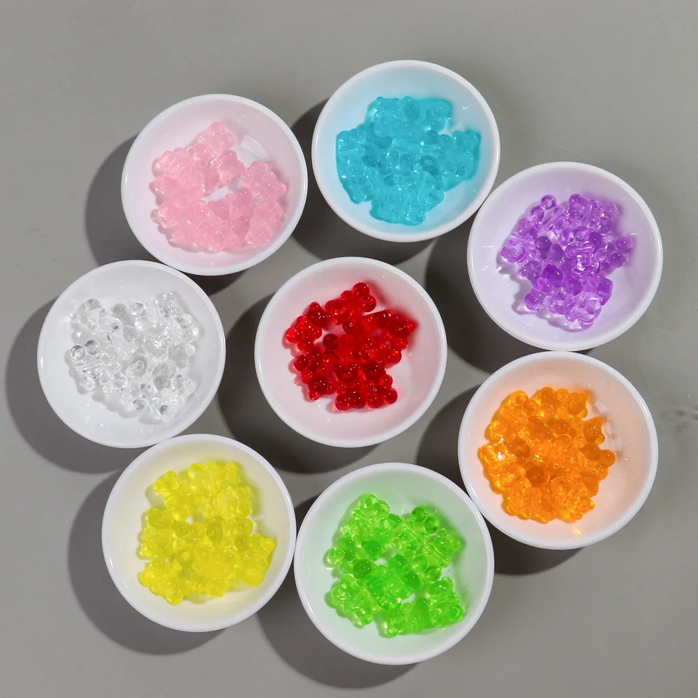 50pcs Transparent Acrylic 12x19MM Cute 3D Jelly Bear Charms Pendant for Jewelry Making Necklace Bracelet Earring DIY Accessories-15