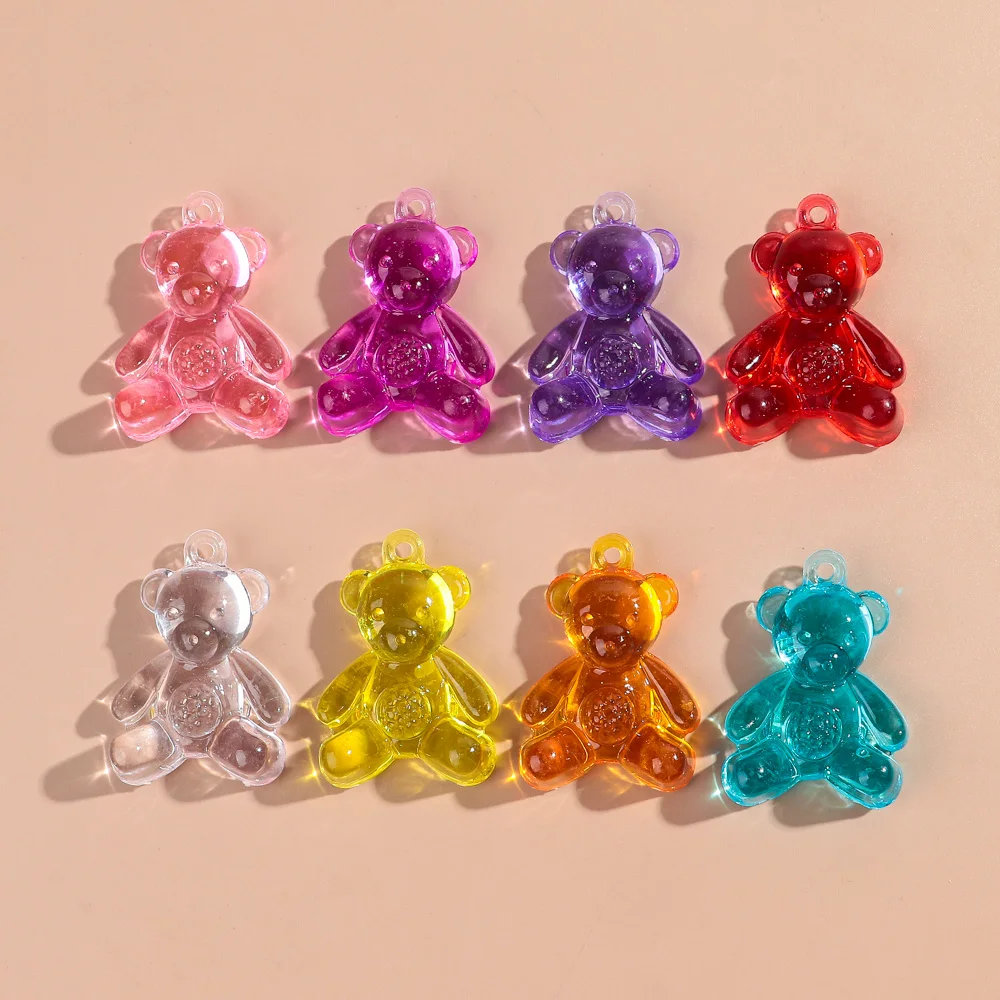 50pcs Transparent Acrylic 12x19MM Cute 3D Jelly Bear Charms Pendant for Jewelry Making Necklace Bracelet Earring DIY Accessories-17