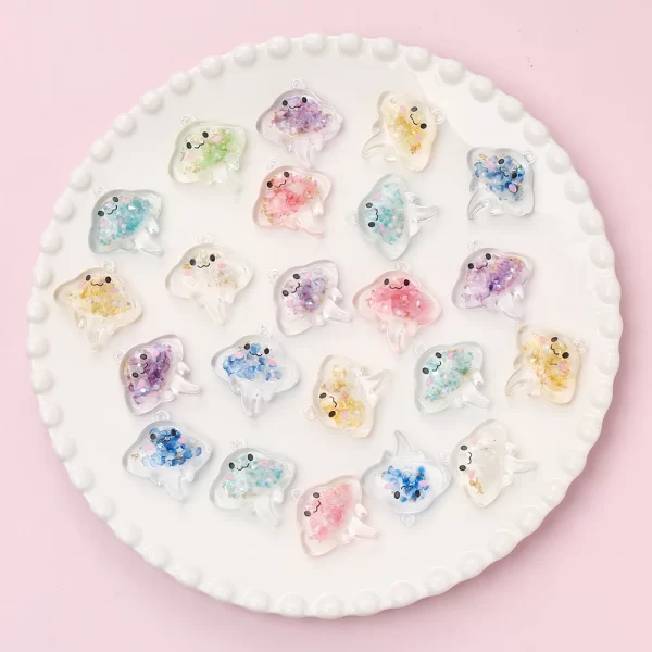 10pcs 30mm charm luminous resin pendant glow in the dark colorful transparent jellyfish pendant for diy necklace jewelry making