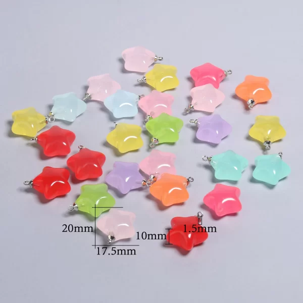 10pcs/lot mix candy color star pendants 20.5x15mm acrylic charms beads pendant for jewelry necklace bracelet earring crafting