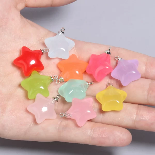 10pcs/lot mix candy color star pendants 20.5x15mm acrylic charms beads pendant for jewelry necklace bracelet earring crafting