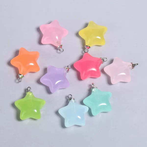10pcs/lot mix candy color star pendants 20.5x15mm acrylic charms beads pendant for jewelry necklace bracelet earring crafting