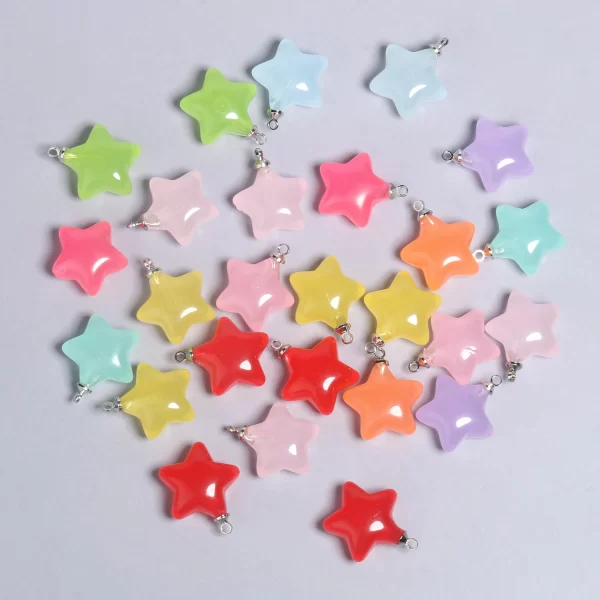 10pcs/lot mix candy color star pendants 20.5x15mm acrylic charms beads pendant for jewelry necklace bracelet earring crafting