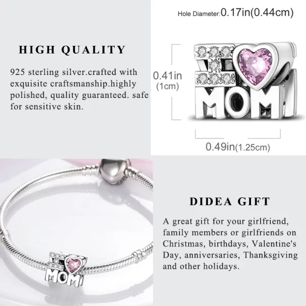 new 2025 925 sterling silver charms beads love heart pink original charm pendant fit charm bracelets diy jewelry birthday gift