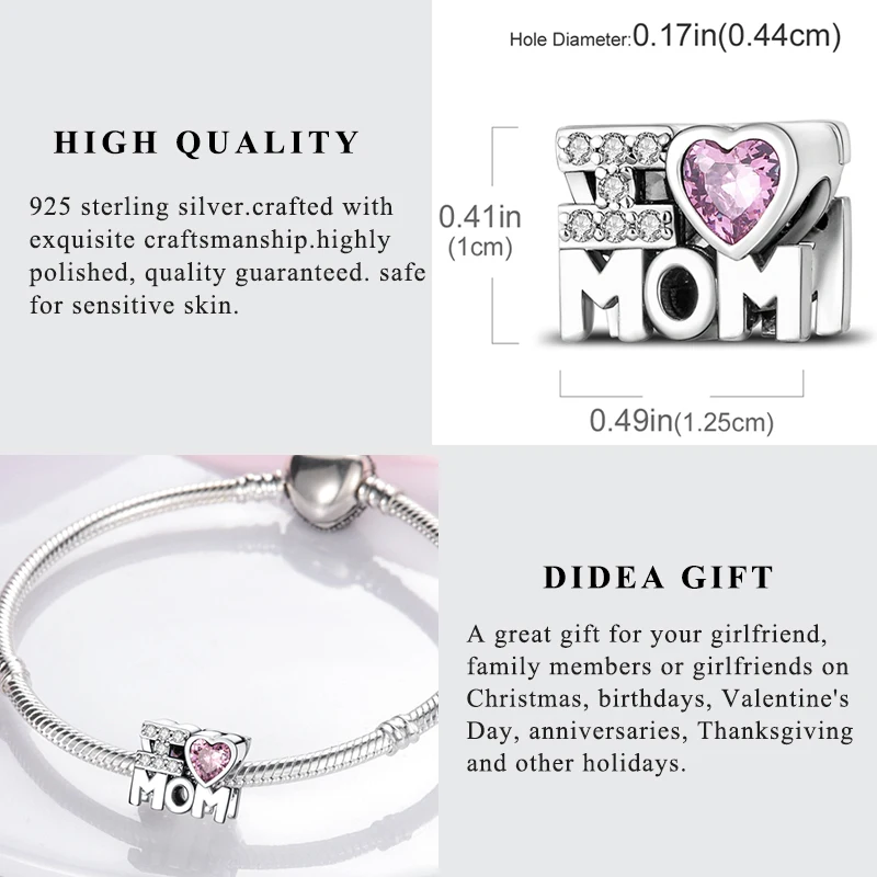 New 2025 925 Sterling Silver Charms Beads Love Heart Pink Original Charm Pendant Fit Charm Bracelets DIY Jewelry Birthday Gift-3