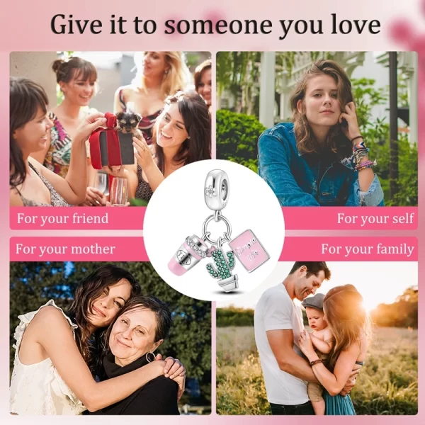 new 2025 925 sterling silver charms beads love heart pink original charm pendant fit charm bracelets diy jewelry birthday gift