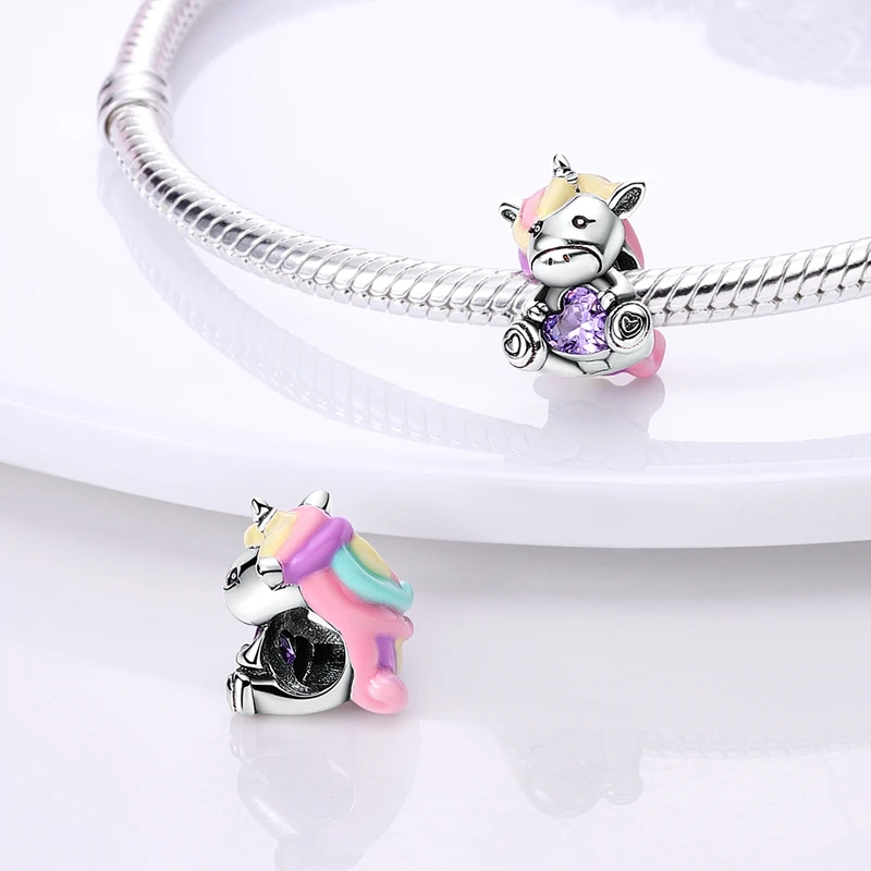 New 2025 925 Sterling Silver Charms Beads Love Heart Pink Original Charm Pendant Fit Charm Bracelets DIY Jewelry Birthday Gift-6