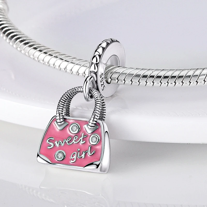 New 2025 925 Sterling Silver Charms Beads Love Heart Pink Original Charm Pendant Fit Charm Bracelets DIY Jewelry Birthday Gift-12