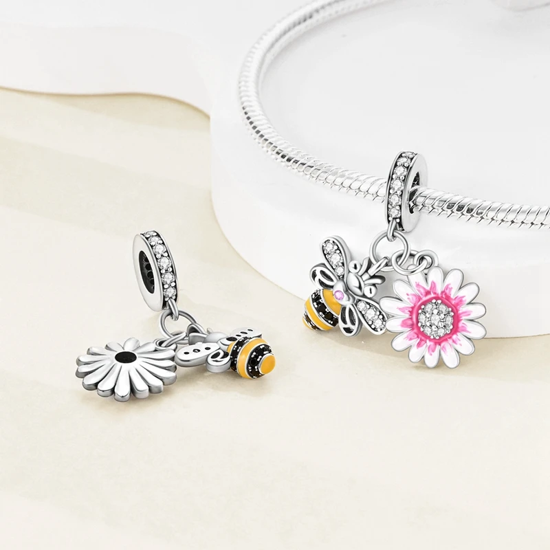 New 2025 925 Sterling Silver Charms Beads Love Heart Pink Original Charm Pendant Fit Charm Bracelets DIY Jewelry Birthday Gift-13