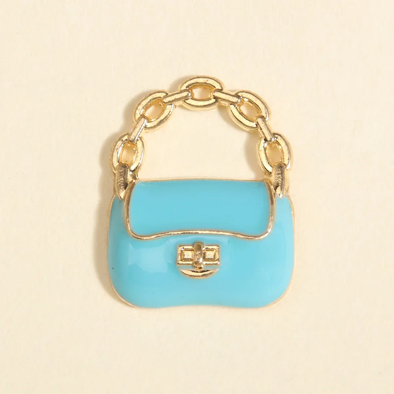 10pcs Cute Enamel Handbag Charms Colorful Cartoon Pretty Bag Pendants For Making Key Chains Necklace Handmade DIY Jewelry-3
