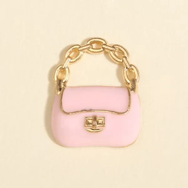 10pcs cute enamel handbag charms colorful cartoon pretty bag pendants for making key chains necklace handmade diy jewelry