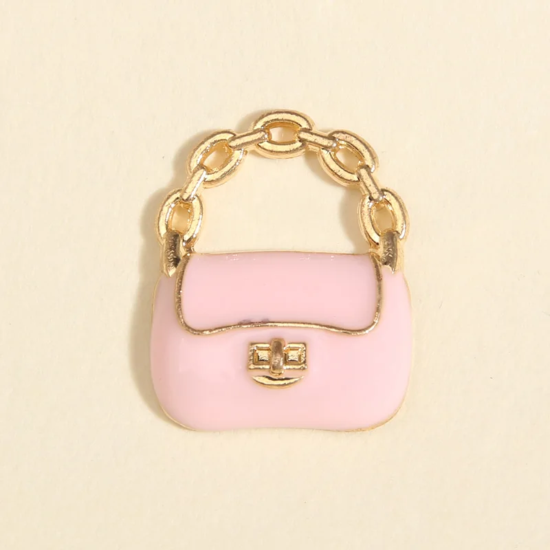10pcs Cute Enamel Handbag Charms Colorful Cartoon Pretty Bag Pendants For Making Key Chains Necklace Handmade DIY Jewelry-6