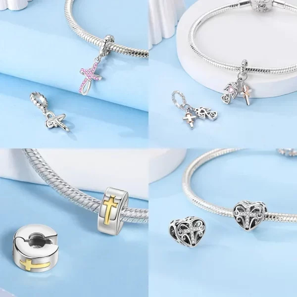 925 silver charms religion heart lucky eye cross beads for original bracelet making pendant for women fine jewelry gifts