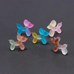 6pcs bicolor gradient balloon dog animal charms pendant for earrings bracelet keychain necklace jewelry making diy accessories