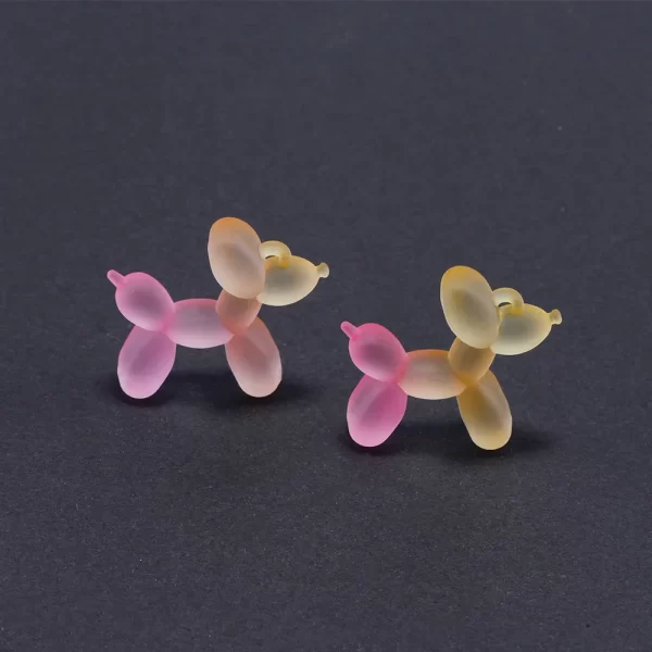6pcs bicolor gradient balloon dog animal charms pendant for earrings bracelet keychain necklace jewelry making diy accessories