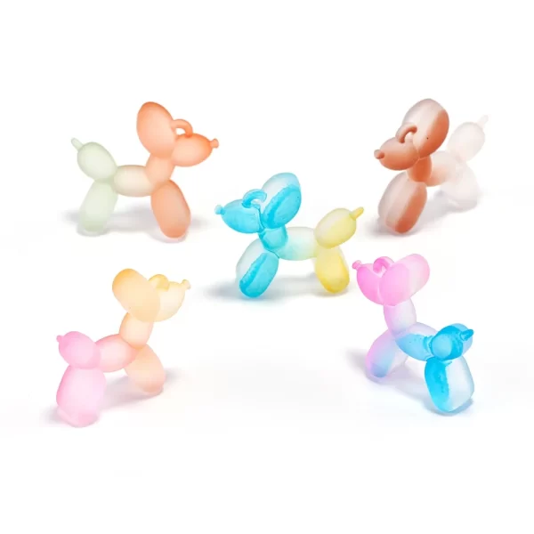 6pcs bicolor gradient balloon dog animal charms pendant for earrings bracelet keychain necklace jewelry making diy accessories
