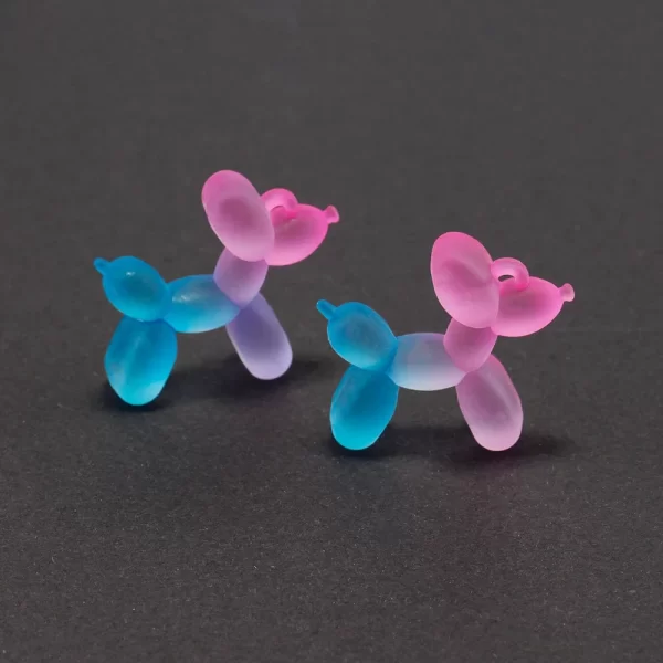 6pcs bicolor gradient balloon dog animal charms pendant for earrings bracelet keychain necklace jewelry making diy accessories